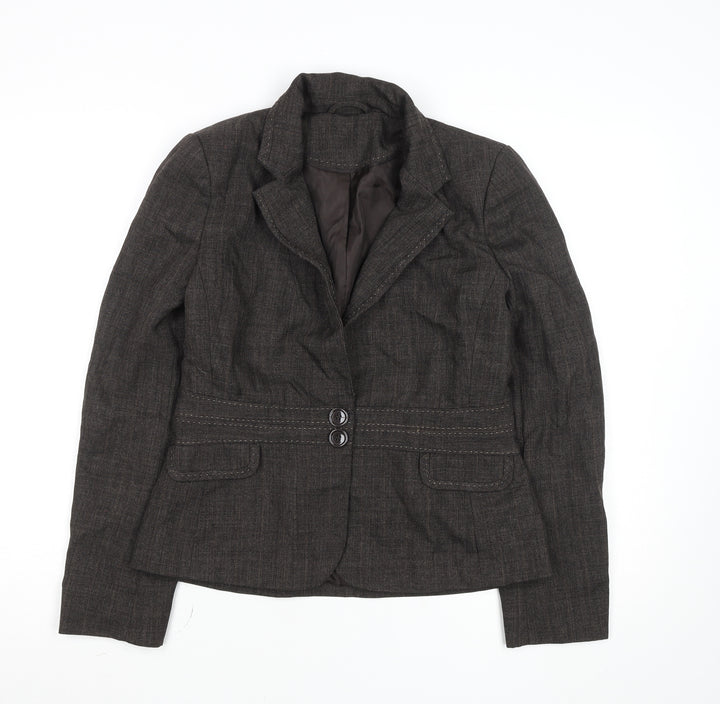 F&F Women Brown Size 12 Tailored Two-Button Suit Jacket