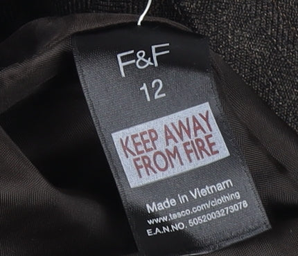 F&F Women Brown Size 12 Tailored Two-Button Suit Jacket