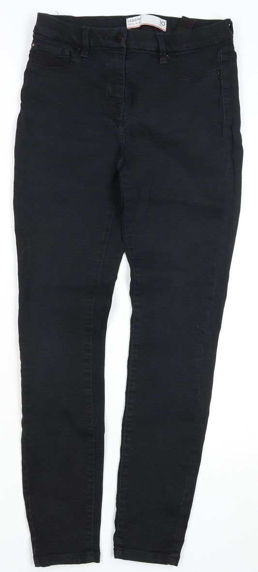 Next Women's Black Mid Rise Jegging Jeans Size 10 Regular Stretch Denim