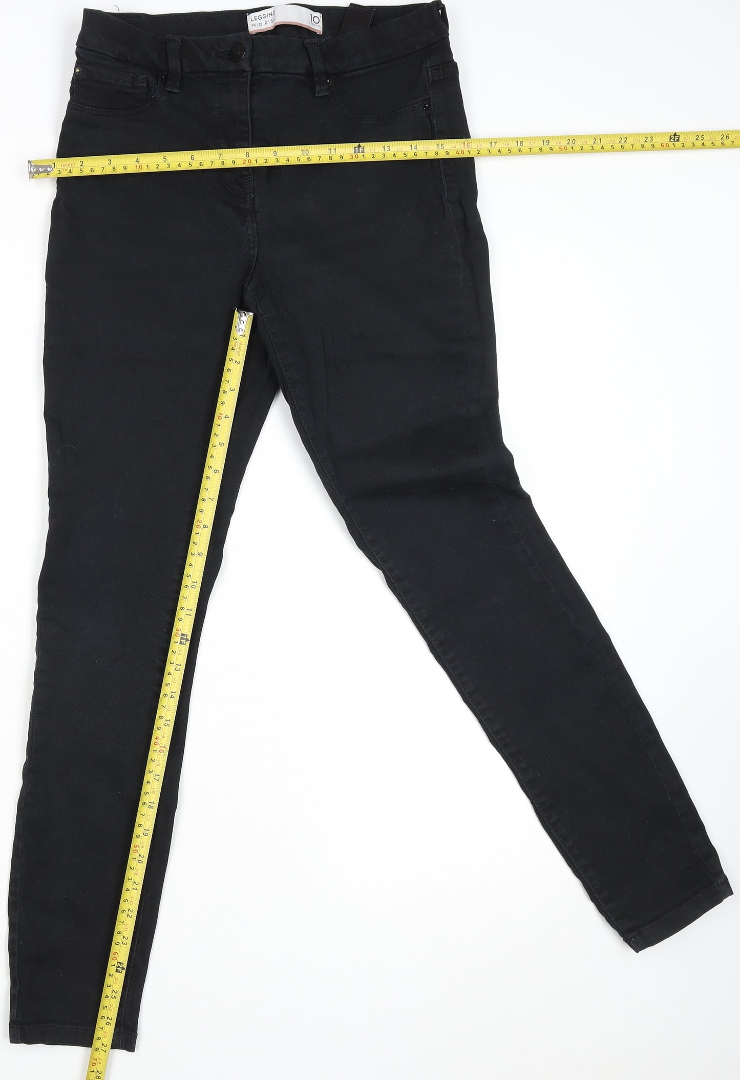 Next Women's Black Mid Rise Jegging Jeans Size 10 Regular Stretch Denim