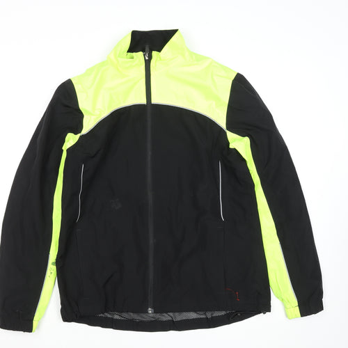 Crane Womens Black Yellow Medium 12-14 Windbreaker Jacket Reflective Cycling