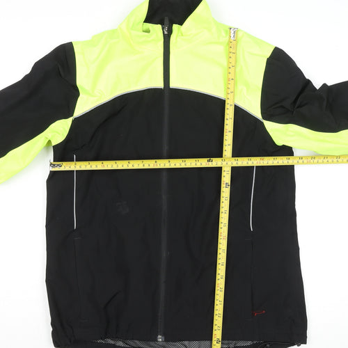 Crane Womens Black Yellow Medium 12-14 Windbreaker Jacket Reflective Cycling