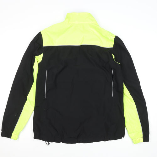 Crane Womens Black Yellow Medium 12-14 Windbreaker Jacket Reflective Cycling