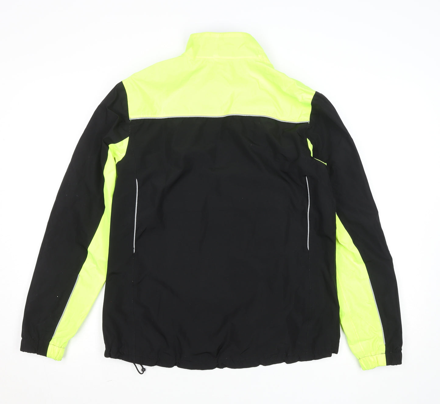 Crane Womens Black Yellow Medium 12-14 Windbreaker Jacket Reflective Cycling