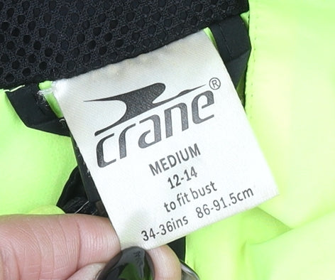 Crane Womens Black Yellow Medium 12-14 Windbreaker Jacket Reflective Cycling