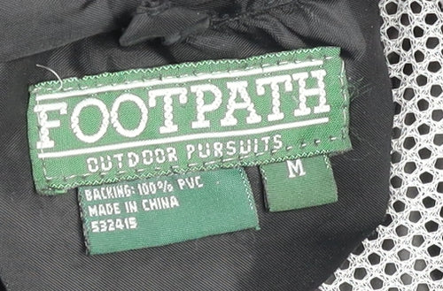 Footpath Men's Black Waterproof Windbreaker Jacket Size M Outdoor PVC