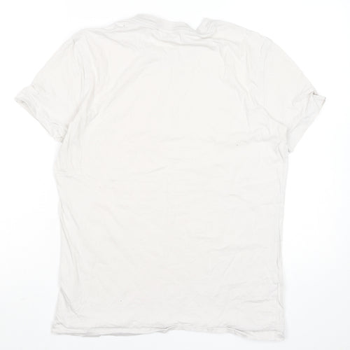 Calvin Klein Jeans Men's White Logo Cotton T-Shirt Size L