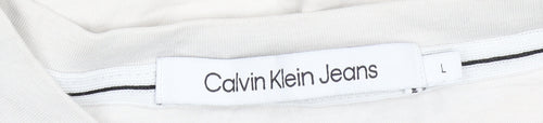 Calvin Klein Jeans Men's White Logo Cotton T-Shirt Size L