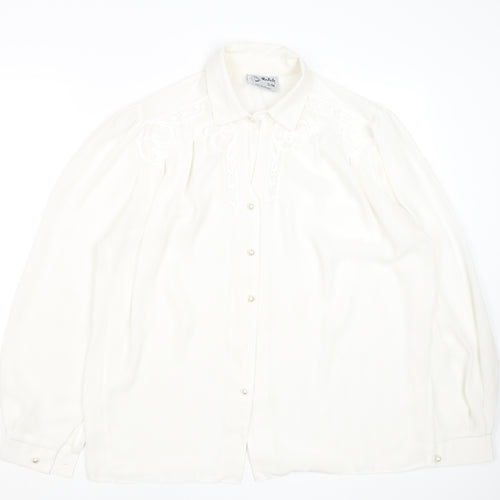 Rafale London Women's Ivory Embroidered Long Sleeve Blouse S