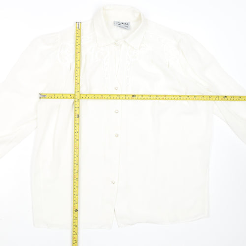 Rafale London Women's Ivory Embroidered Long Sleeve Blouse S