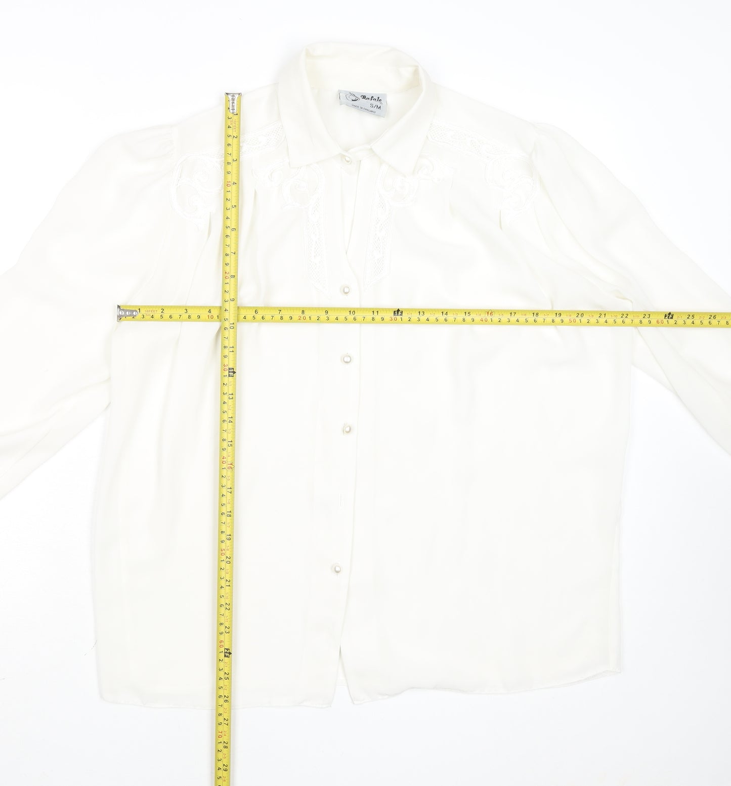 Rafale London Women's Ivory Embroidered Long Sleeve Blouse S