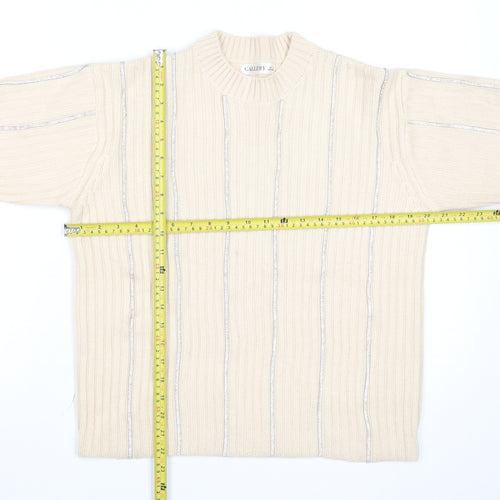 Gallery Womens Ivory Ribbed Knit Crew Neck Jumper Size S