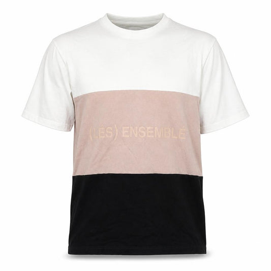 Front view of River Island Men's Multicoloured Colourblock Cotton Crew Neck T-Shirt M