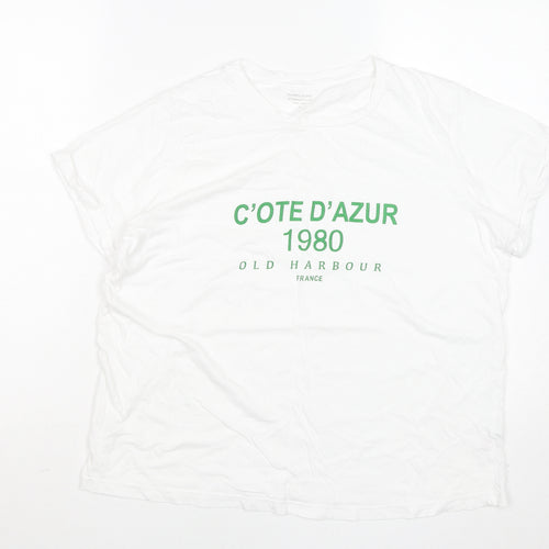 Dunnes Stores Men's White L Graphic Cote D'Azur 1980 T-Shirt
