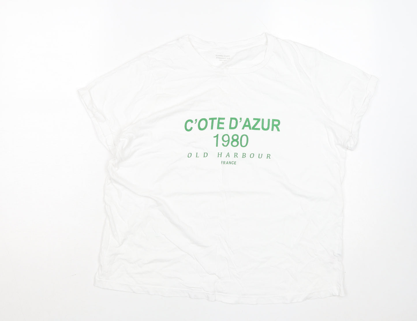 Dunnes Stores Men's White L Graphic Cote D'Azur 1980 T-Shirt