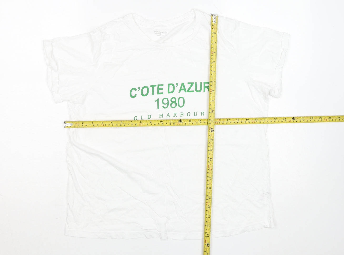 Dunnes Stores Men's White L Graphic Cote D'Azur 1980 T-Shirt
