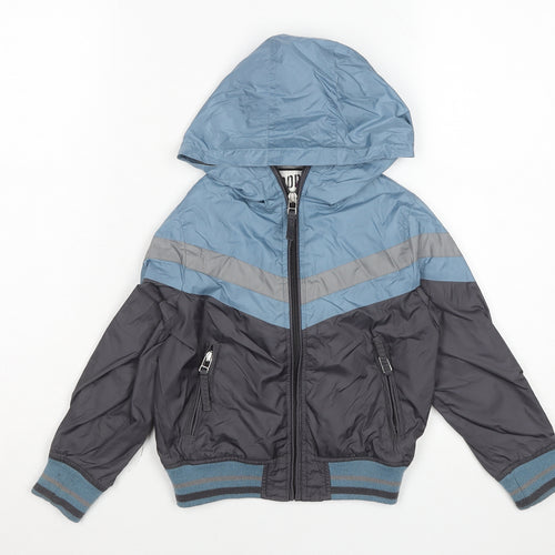 Sports Glory Boys Blue Hooded Windbreaker Jacket 3 Years Nylon Zip Lined