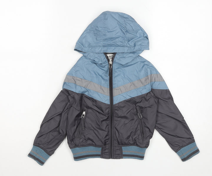 Sports Glory Boys Blue Hooded Windbreaker Jacket 3 Years Nylon Zip Lined