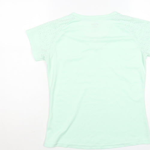 Asics Womens Green V-Neck Short Sleeve Running T-Shirt Size M