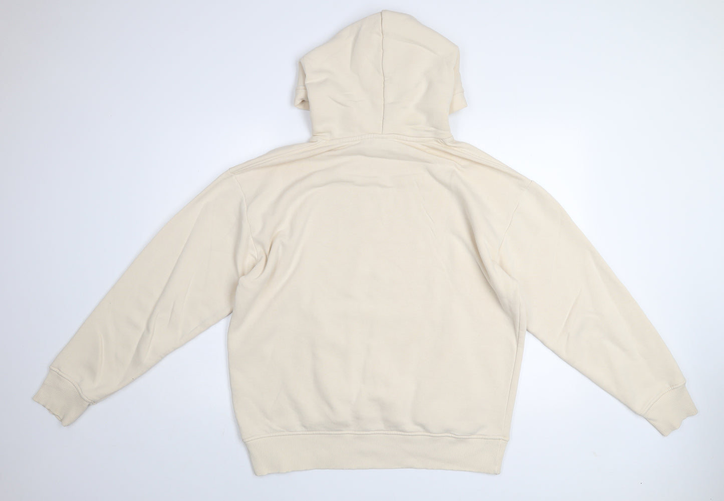 ZARA Men's Beige Pullover Hoodie Fleece Lined Hooded Sweatshirt Size L