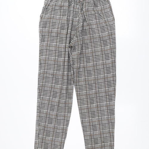 New Look Women’s Grey Check Tapered Trousers Size 8