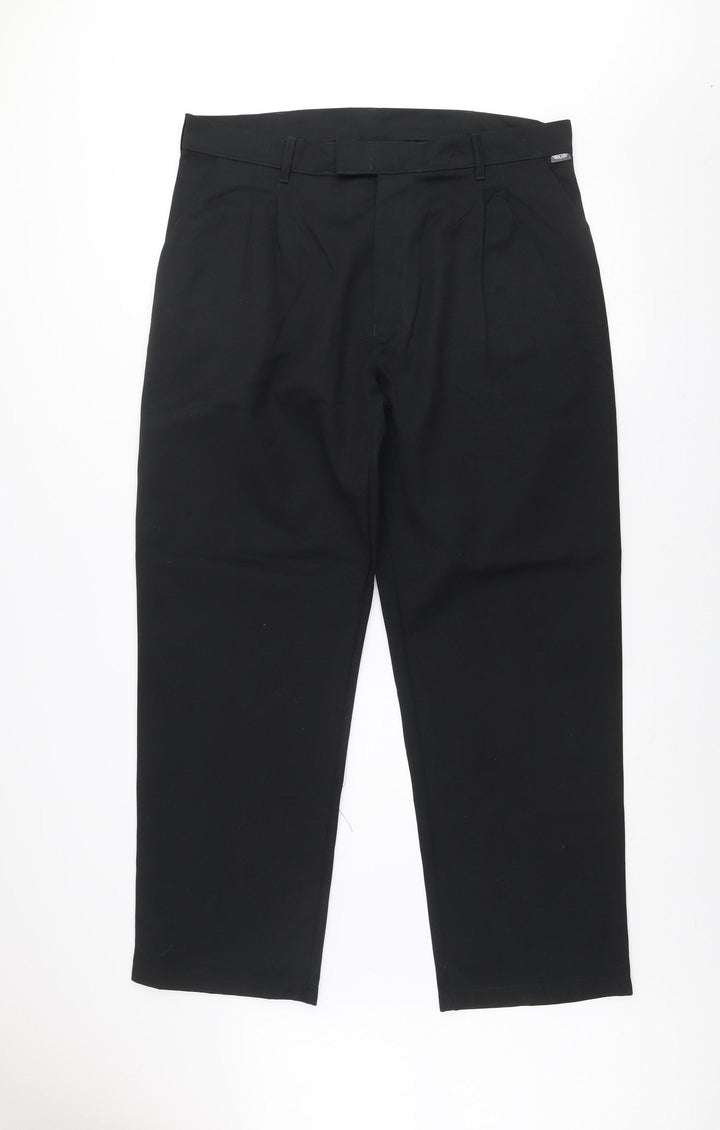 Trojan Men's Black 38 Regular Workwear Pleated Trousers