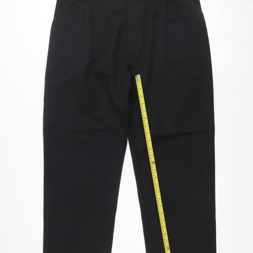 Trojan Men's Black 38 Regular Workwear Pleated Trousers