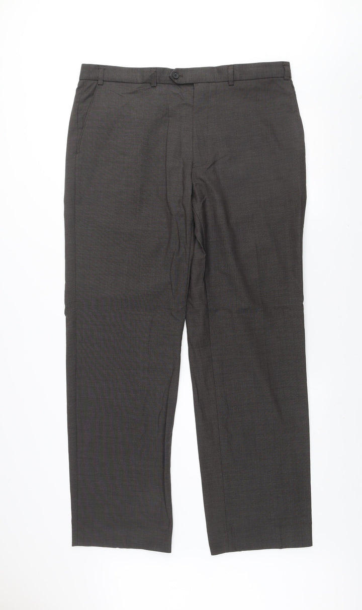 Marks and Spencer Men's Grey 38in Wool Suit Trousers Formal Classic Fit