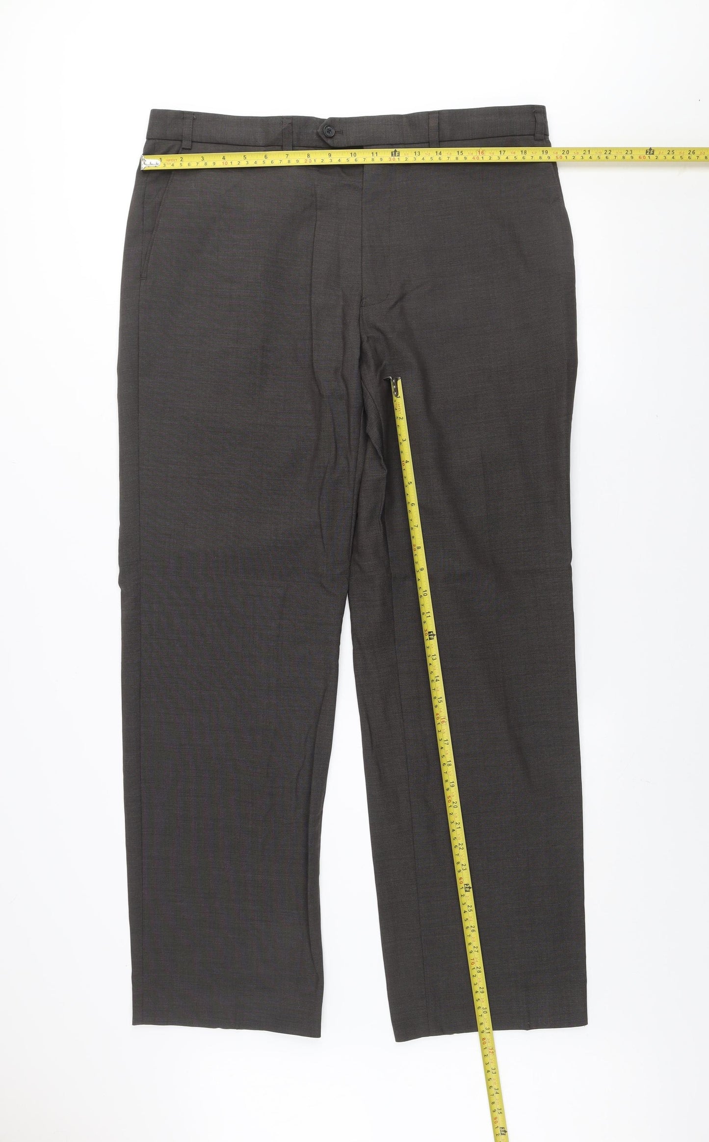 Marks and Spencer Men's Grey 38in Wool Suit Trousers Formal Classic Fit