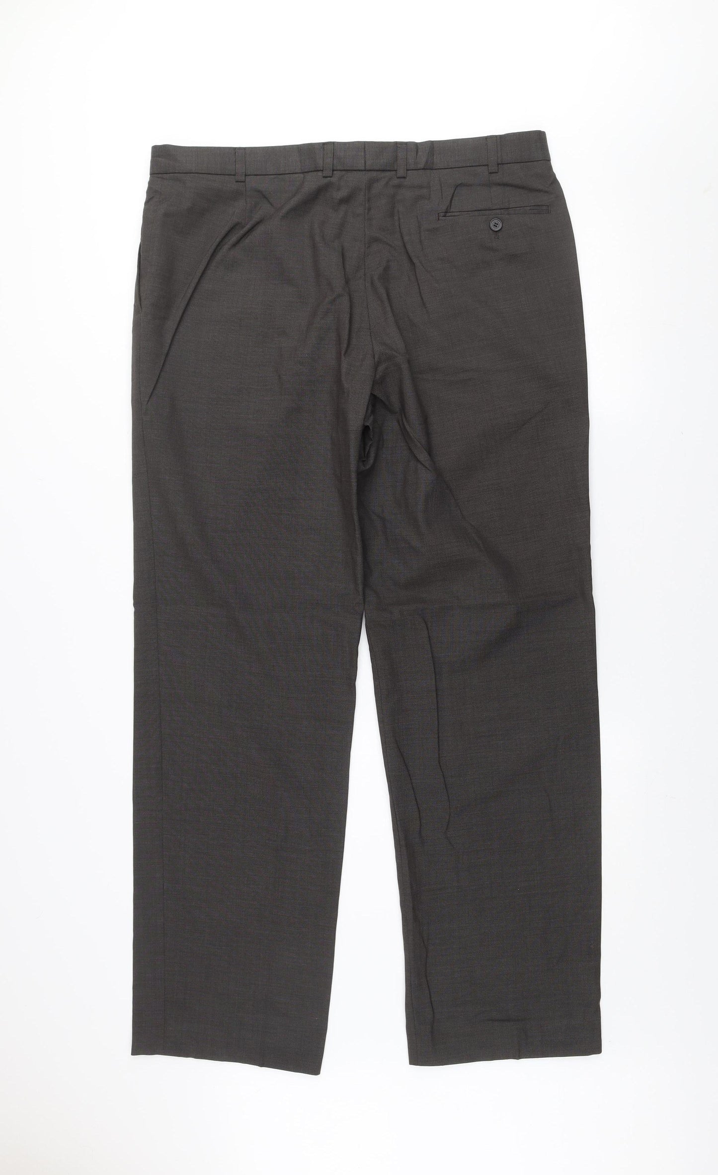 Marks and Spencer Men's Grey 38in Wool Suit Trousers Formal Classic Fit