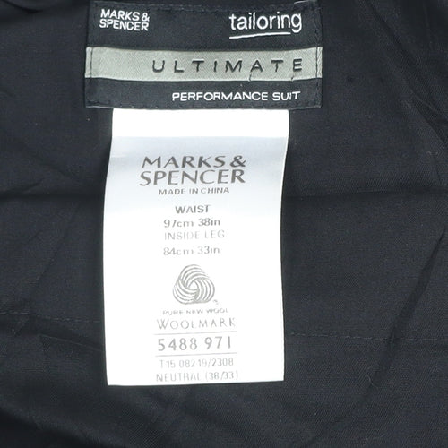 Marks and Spencer Men's Grey 38in Wool Suit Trousers Formal Classic Fit