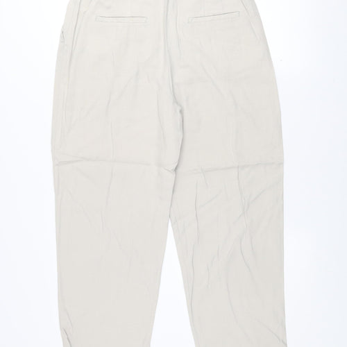 ZARA Women’s Beige Cropped Lyocell Tapered Pleated Trousers Size S
