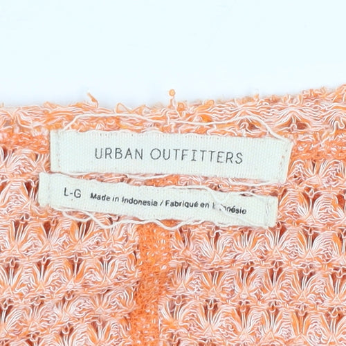 Urban Outfitters Women Orange Open-Knit V-Neck Pullover Jumper L