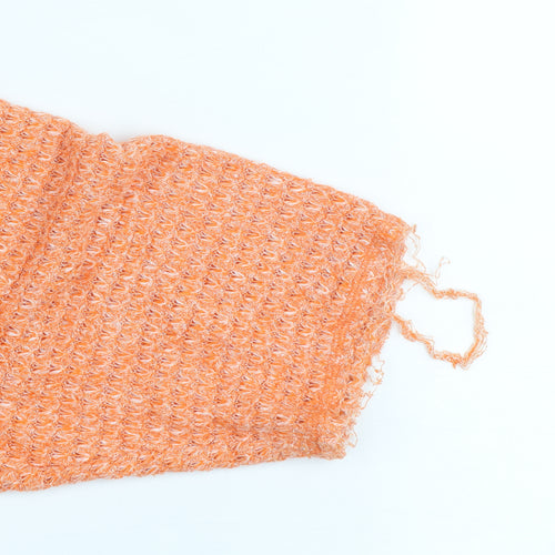 Urban Outfitters Women Orange Open-Knit V-Neck Pullover Jumper L
