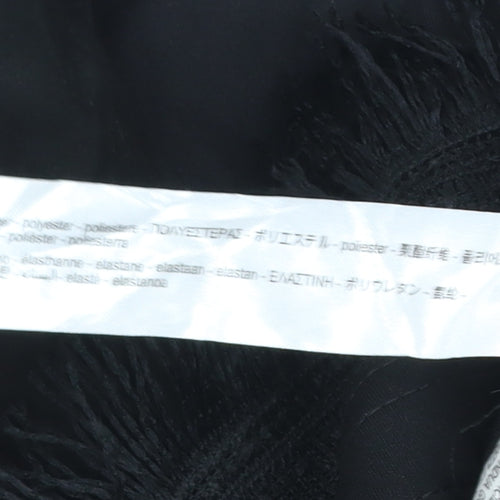 Zara Women Black XS Suede Effect Mid-Length Fringe Open Coat