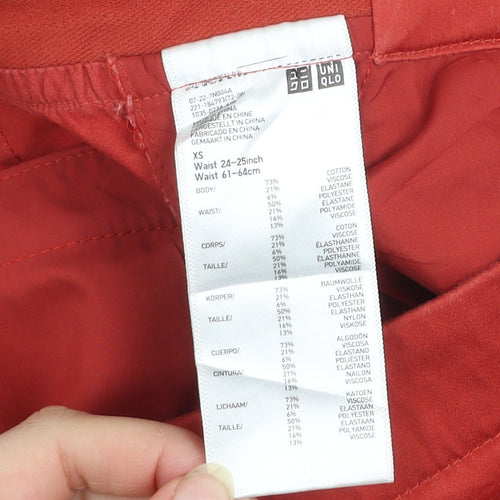 Uniqlo Women’s Red XS Chino Trousers Cotton Blend Slim Fit