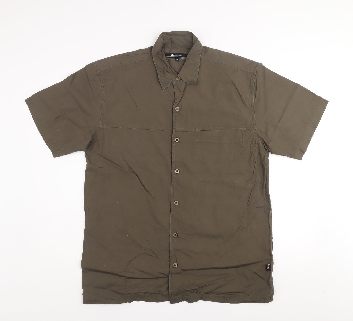 Duke Jeans Men's Green Short Sleeve Cotton Button-Up Shirt Size M