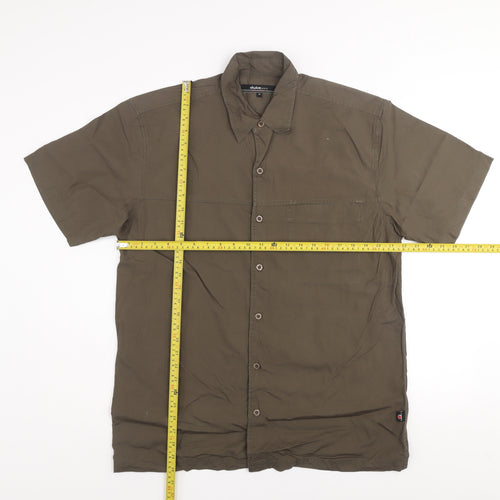Duke Jeans Men's Green Short Sleeve Cotton Button-Up Shirt Size M