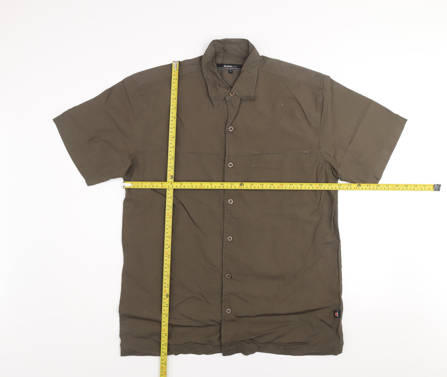 Duke Jeans Men's Green Short Sleeve Cotton Button-Up Shirt Size M