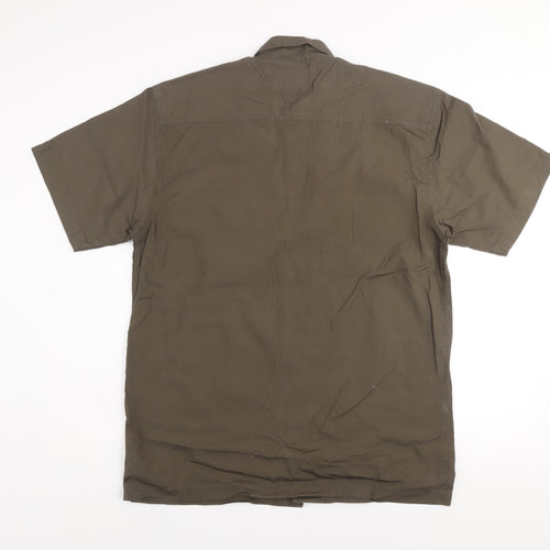 Duke Jeans Men's Green Short Sleeve Cotton Button-Up Shirt Size M