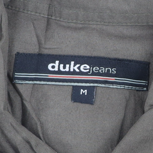 Duke Jeans Men's Green Short Sleeve Cotton Button-Up Shirt Size M