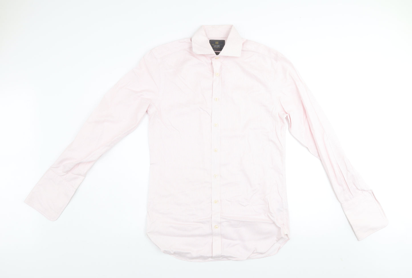 Marks and Spencer Men's Pink Striped Tailored Fit Non-Iron Dress Shirt 14.5in