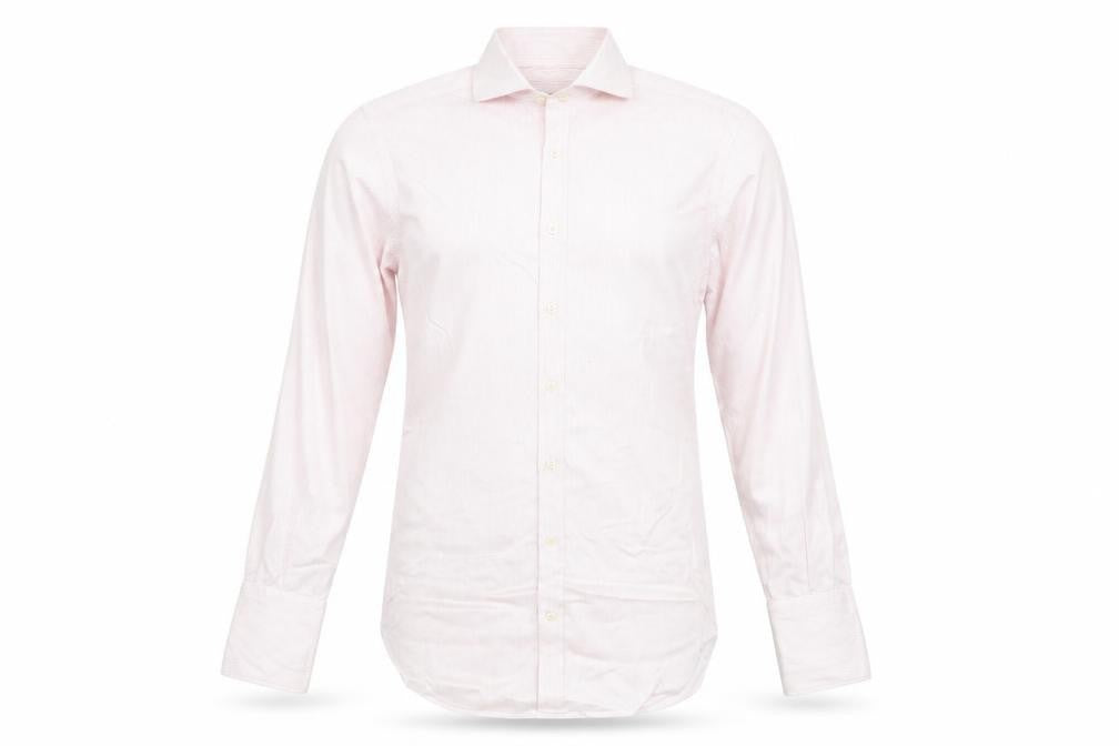Marks and Spencer Men's Pink Striped Tailored Fit Non-Iron Dress Shirt 14.5in