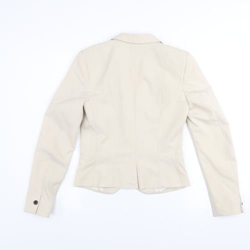 H&M Women Beige Blazer UK 4 Slim Fit Single-Breasted Jacket