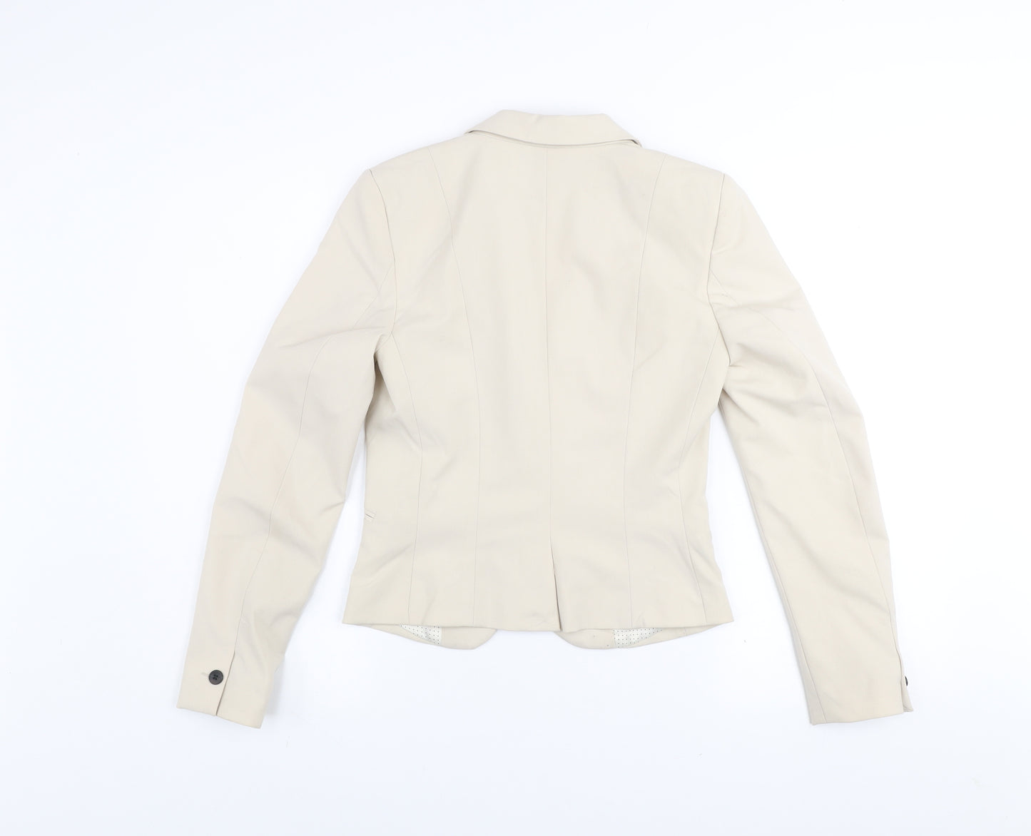 H&M Women Beige Blazer UK 4 Slim Fit Single-Breasted Jacket