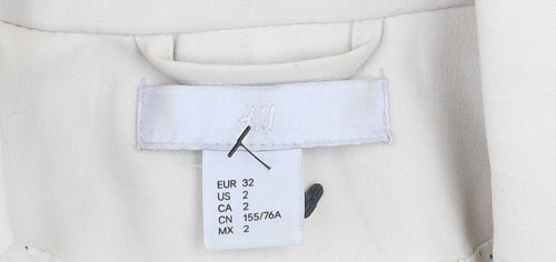 H&M Women Beige Blazer UK 4 Slim Fit Single-Breasted Jacket