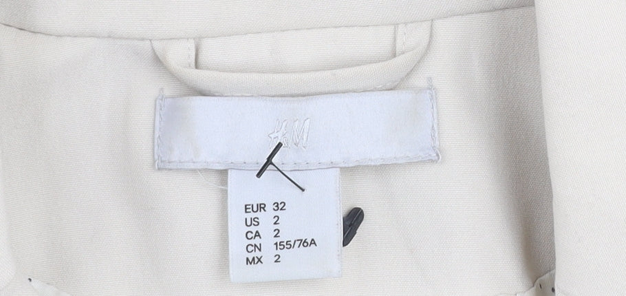 H&M Women Beige Blazer UK 4 Slim Fit Single-Breasted Jacket