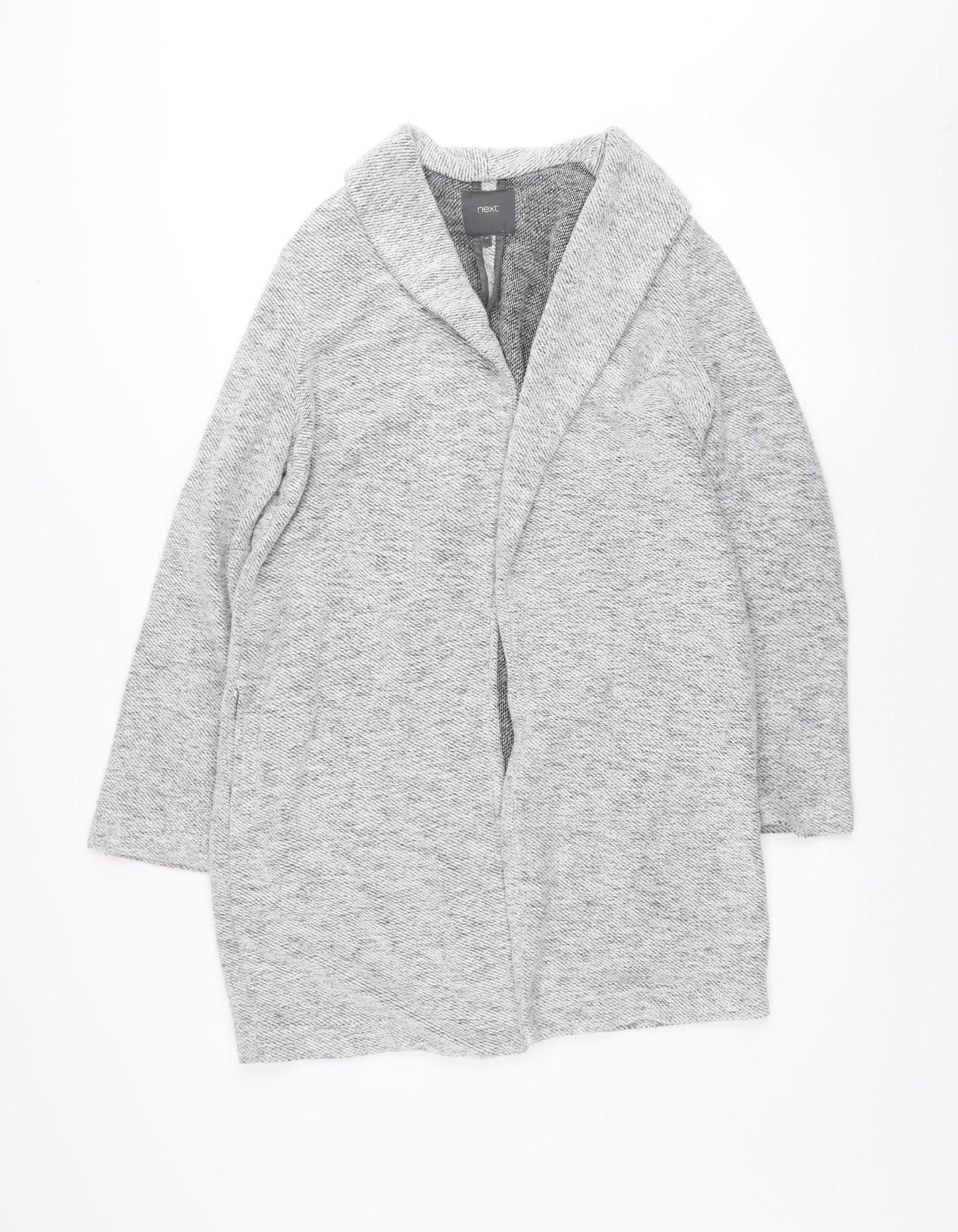 Next Women Grey Knit Coatigan Size 10 Casual Mid-Length Open Front