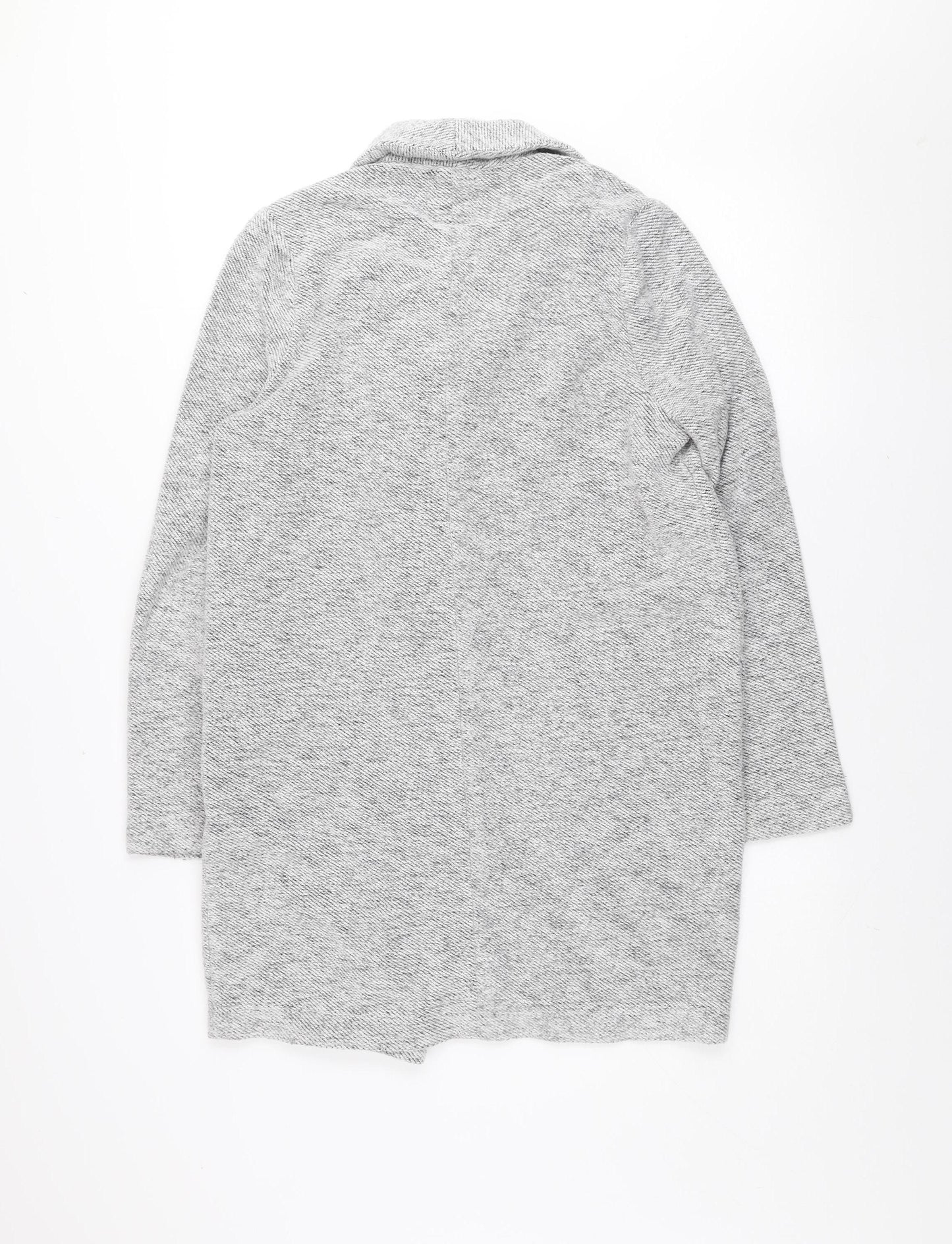 Next Women Grey Knit Coatigan Size 10 Casual Mid-Length Open Front