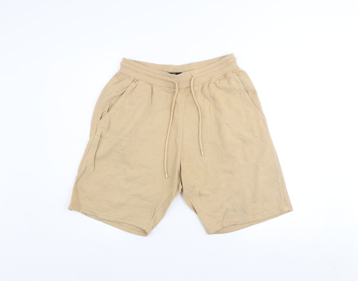 Threadbare Men's Beige Small Sweat Shorts 100% Cotton Drawstring